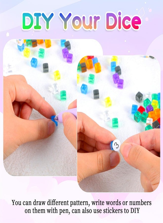 Gtziqa 200 PCS 8mm Multi-Colored Blank Dice, 8-12 Colors Mini Dice Beads Acrylic Cubes Assorted Color No Hole Beads with Storage Box Small Clear Dices for Board Tabletop Dices DIY Making - Image 4